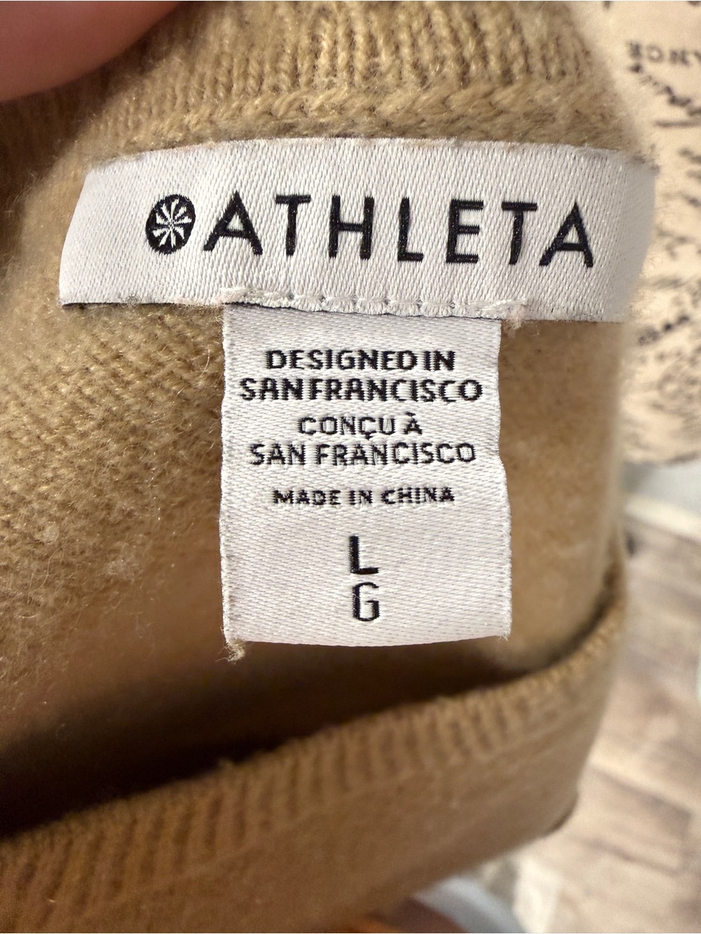 Athleta 80% Merino Wool 20% Cashmere Crewneck Sweater Tan Beige Size Large - Picture 6 of 7